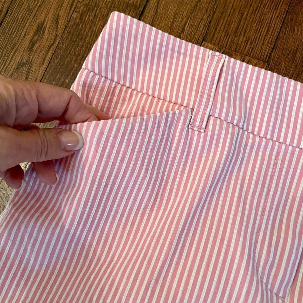 Jones NY Sport Seersucker Sz 4 Pink Striped Fly Front Shorts - Picture 4 of 11